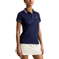 RLX Ralph Lauren Tour Pique Golf-poloshirt voor dames - verfijnd marineblauw/keramisch wit/heetroze