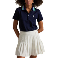 RLX Ralph Lauren Wanita Lawatan Pique Knit -Collar Polo Golf Shirt - Tentera Laut Tentera/Tiller Green Multi