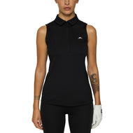 J.Lindeberg Women's Dena Sleeveless Golf Polo Shirt - Hitam