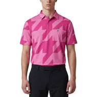 Kaos Polo Houndstooth Saku Golf Snap Sisi Timur - Fuschia