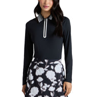 Polo de golf à manches longues et fermeture éclair 1/4 G/Fore pour femmes Silky Tech - Onyx