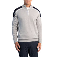 Glenmuir Selkirk Quarter Zip Ribbed Sleeve Cotton Golf Pullover - Gris clair Marl