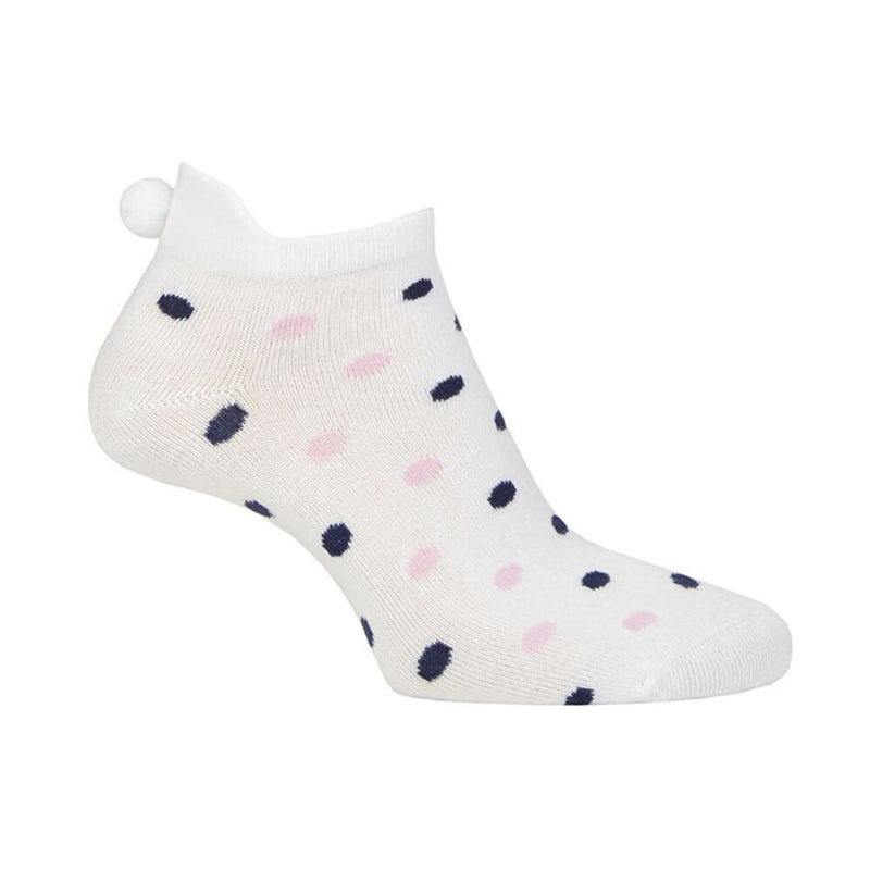Glenmuir Women's Eugenie Patterned Golf Socks - White/Candy & Navy Dots
