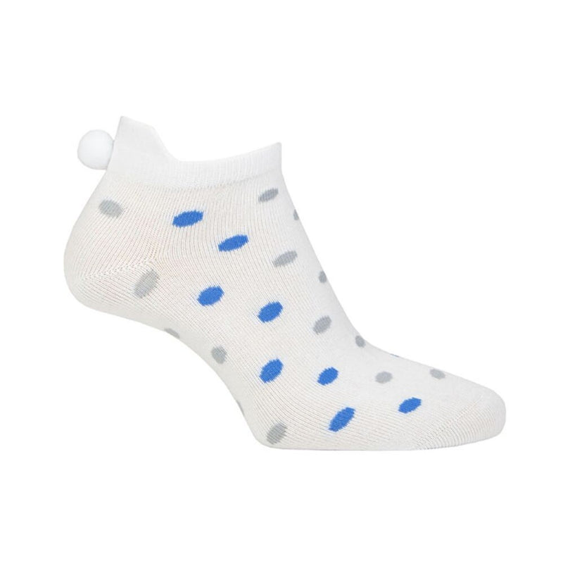 Glenmuir Women's Eugenie Patterned Golf Socks - White/Tahiti & Light Grey Dots