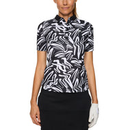 J.Lindeberg Women's Georgia Print Golf Polo Shirt - Scribble JL Navy