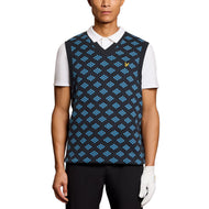 Lyle & Scott Golf v Neck Cotton Argyle 조끼 - 다크 해군