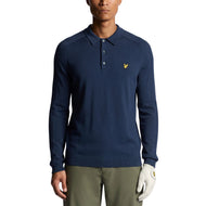 Lyle & Scott 긴소매 니트 골프 폴로 셔츠 - 라이더 블루