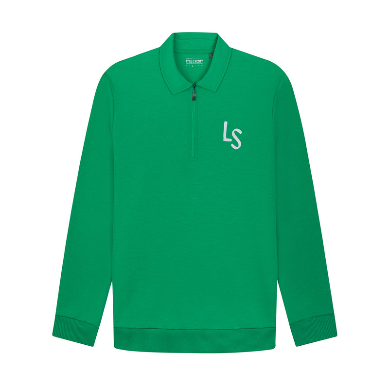 Lyle & Scott LS Logo Quarter Zip Golf Sweatshirt - Fairway Green
