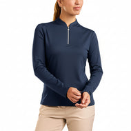 Chemise de golf à manches longues et col montant Leda Nivo pour femmes - Marine