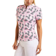 Chemise de golf à col montant Lynda Nivo pour femmes - Rose/Marine