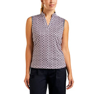 Nivo 女式 Vivia 無袖小高領高爾夫襯衫 - 白色/海軍藍