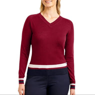 Pull de golf à col en V Sofia pour femmes Nivo - Cerise
