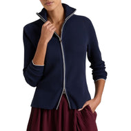Peter Millar Cardigan côtelé en coton Coolspun Lite pour femme - Marine