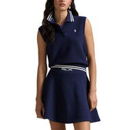 RLX Ralph Lauren dames 2/48 katoenmix mouwloos gebreid golfpoloshirt - Dune Tan/wit Splash