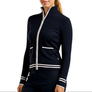 Cardigan Golf Berkait Rajutan Zip Penuh Scarlet Wanita - Tentera Laut