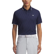 Sa ilalim ng Armor Drive Sport Jacquard Golf Polo Shirt - Hatinggabi Navy/White