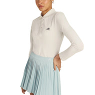 Malbon Women's Venus Long Sleeve Golf Polo Shirt - Puti