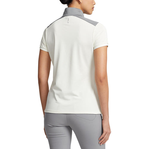 RLX Ralph Lauren Women's Stretch Mesh 1/4 Zip Golf Shirt - Chic Cream/Peak Grey