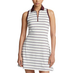 RLX Ralph Lauren Women's Sleeveless Zip YD Airflow Golf Dress - Chic Cream/Vessel Blue/Harvard Wine