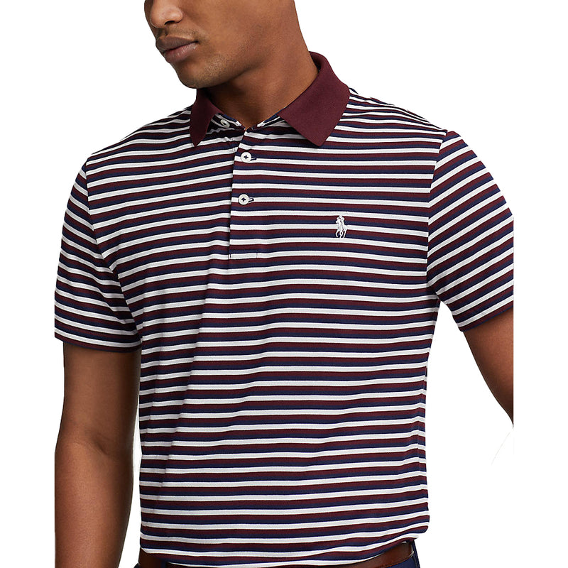RLX Ralph Lauren Tour Pique Polo Golf Shirt - Harvard Wine/Navy Multi