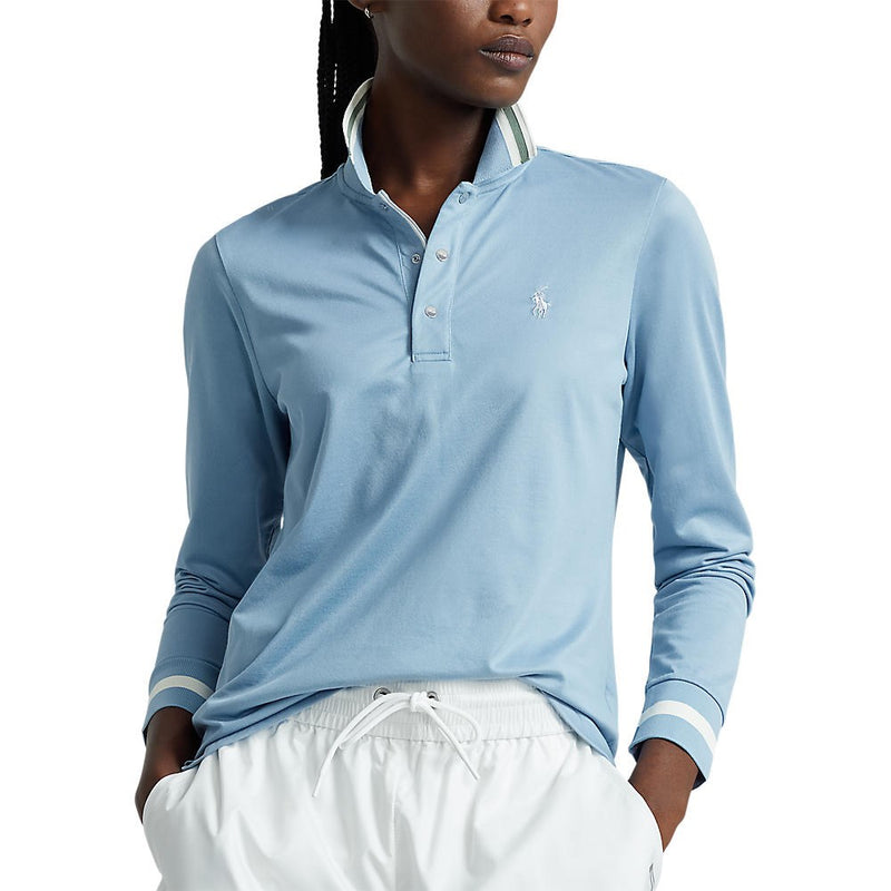 RLX Ralph Lauren Women's Tour Pique Long Sleeve Golf Polo Shirt - Vessel Blue