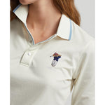 RLX Ralph Lauren Women's Polo Bear Tour Pique Long Sleeve Golf Polo Shirt - Chic Cream