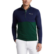 Rlx Ralph Lauren plied Airflow Jersey 1/4 Zip Midlayer - Hunt Club Green / Navy français