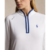 RLX Ralph Lauren Women's Jersey Quarter Zip Golf Pullover - Cremaic White/Navy
