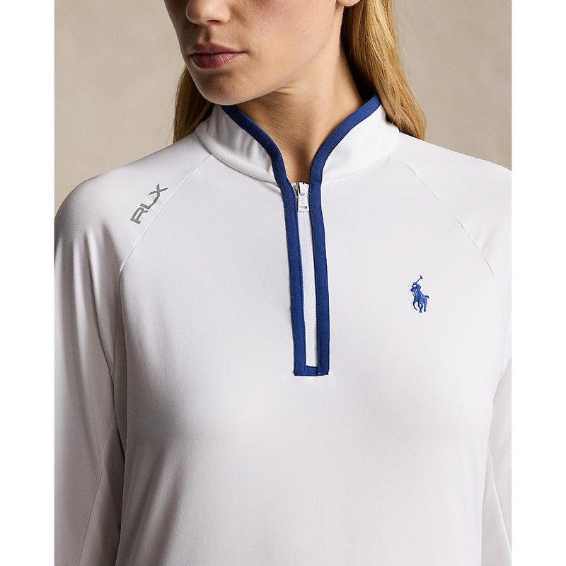 RLX Ralph Lauren Women's Jersey Quarter Zip Golf Pullover - Cremaic White/Navy