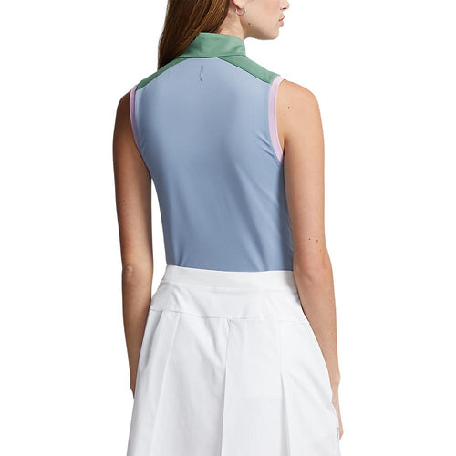 RLX Ralph Lauren Women's Stretch Mesh Sleeveless 1/4 Zip Golf Shirt - Vessel Blue/Fatigue