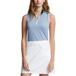RLX Ralph Lauren Women's Stretch Mesh Sleeveless 1/4 Zip Golf Shirt - Vessel Blue/Fatigue