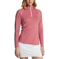 Rlx Ralph Lauren Jersey UV Women 1/4 Zip Pullover - Desert Rose / Pure White