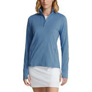 Rlx Ralph Lauren Women's Stretch Jersey Quarter Zip Golf Pullover - Hatteras Blue