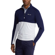 RLX RALPH LAUREN PEACHED AIRFLOW JERSEY 1/4 ZIP MIDLAYER- 순수한 화이트/ 프랑스 해군