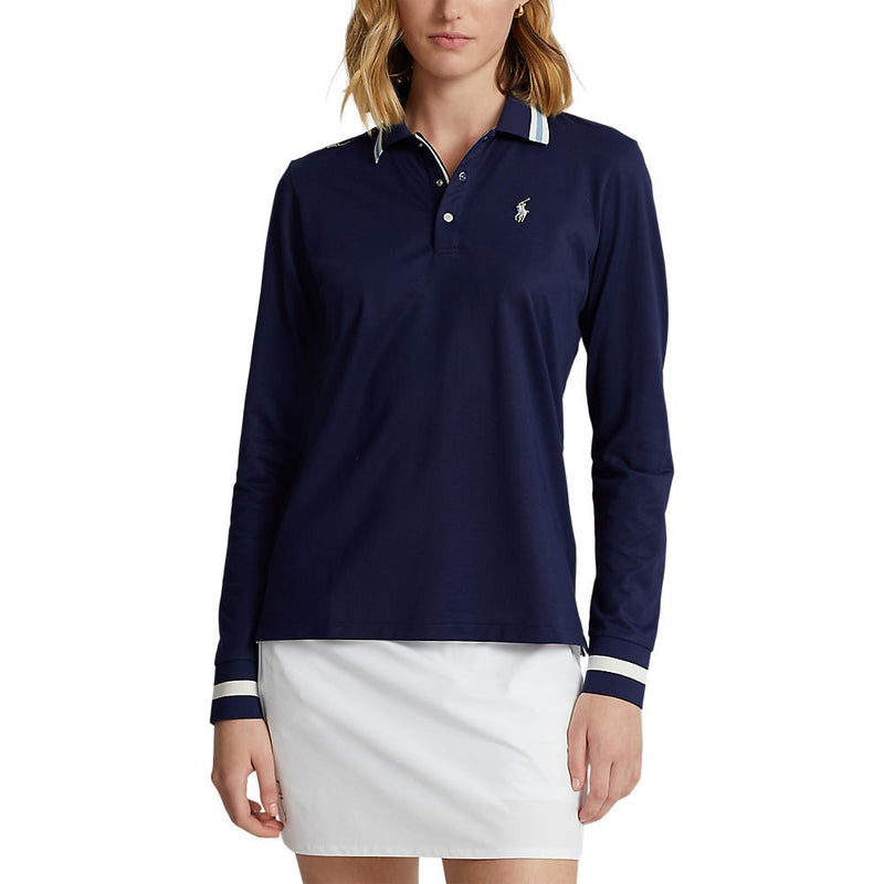 RLX Ralph Lauren Women's Tour Pique Long Sleeve Golf Polo Shirt - French Navy