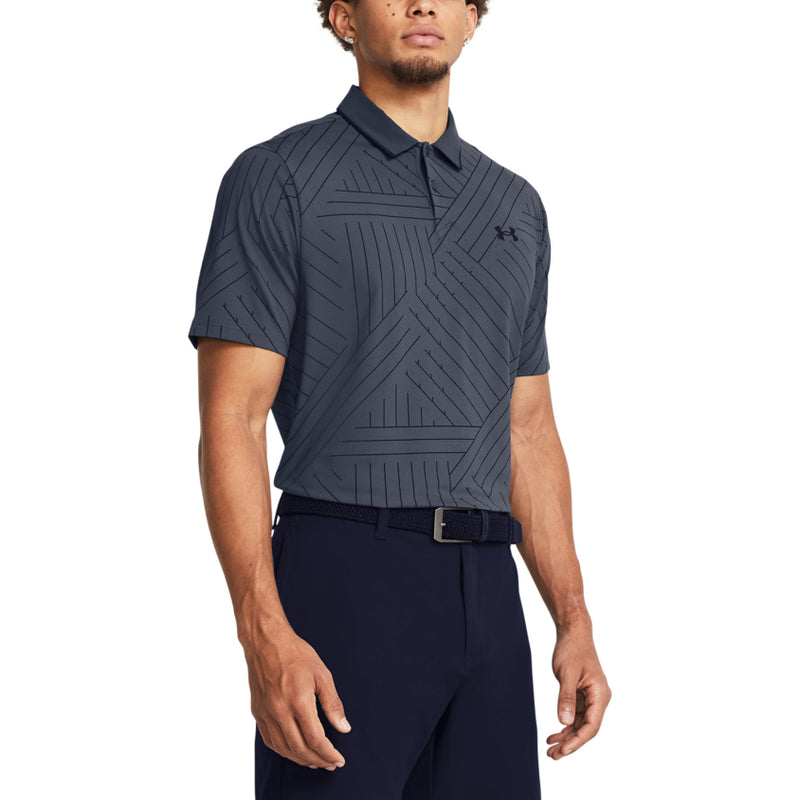 Under Armour Iso-Chill Edge Golf Polo Shirt - Downpour Grey / Midnight Navy