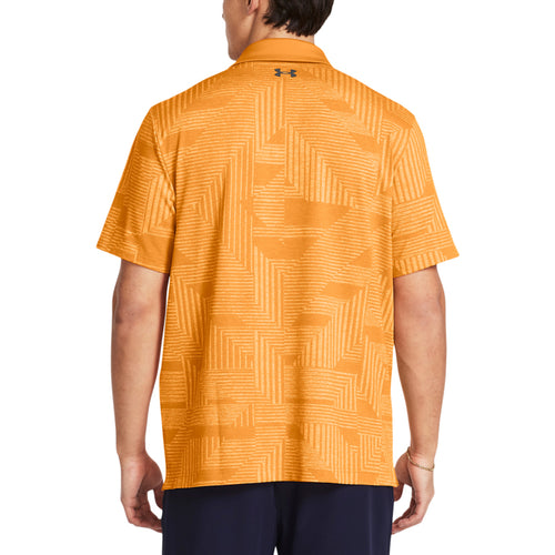 Under Armour Playoff Geo Jacquard Golf Polo Shirt - Nova Orange / White