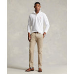 Polo Golf Ralph Lauren 棉質珠地網布性能長袖 Polo 衫 - 陶瓷白/紅