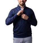 Glenmuir wick quarter zip lightweight pagganap golf midlayer - navy/ puting saltire flags