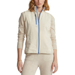 RLX Ralph Lauren Wanita Tech Terry Full Zip Golf Vest - Sand Heather/Hatteras Blue