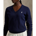 RLX Ralph Lauren Cotton Blend V -Neck Golf Jumper - Angkatan Laut Refined
