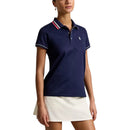 RLX Ralph Lauren Tour Pique Golf-poloshirt voor dames - verfijnd marineblauw/keramisch wit/heetroze