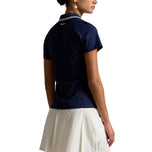 RLX Ralph Lauren Women's Stretch Active Cable Zip Golf Polo Shirt - Refined Navy/Ceramic White