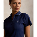 RLX Ralph Lauren Women's Stretch Active Cable Zip Golf Polo Shirt - Refined Navy/Ceramic White