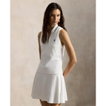 RLX Ralph Lauren 女款 Active Cable 1/4 拉鍊無袖高爾夫 Polo 衫 - 陶瓷白