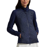 RLX Ralph Lauren Wanita Hibrid Hibrid Hibrid Full -Zip Jaket - Tentera Laut Polka Dot