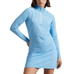 RLX Ralph Lauren Wanita Peregangan Jersey Quarter -Zip Pullover - Sutton Blue