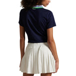 RLX Ralph Lauren Wanita Lawatan Pique Knit -Collar Polo Golf Shirt - Tentera Laut Tentera/Tiller Green Multi