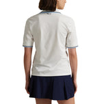 RLX Ralph Lauren Wanita V Leher Tour Pique Polo Polo - Seramik Putih/Tentera Laut Tentera/Sutton Blue