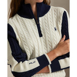 Rlx Ralph Lauren Femme pour femmes tricoter le quart zip Pullover - Navy blanc / raffiné antique
